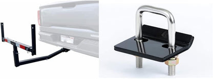 Hitch Mount Pick Up Truck Bed Extender For Ladder, Rack, Canoe, Kayak, Long Pipes and Lumber - OMOTOR