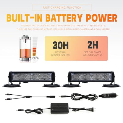 Battery Operated Flashing Strobe Light Bar for Vehicles Trucks Car