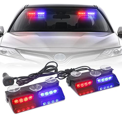 2 in 1 Dash Strobe Lights Front/Rear 16 LED Windshield Lights