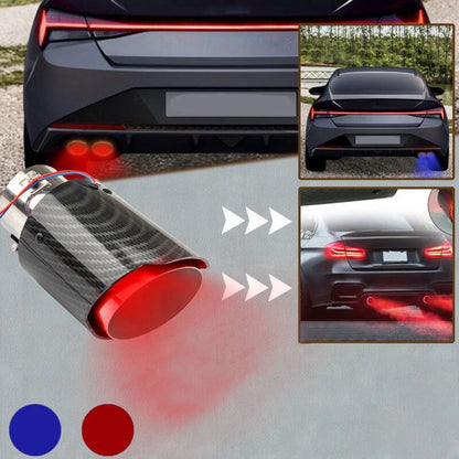 63-65mm Carbon Fibre Car Muffler Exhaust Tip Tail Pipe LED Light Accessories - OMOTOR