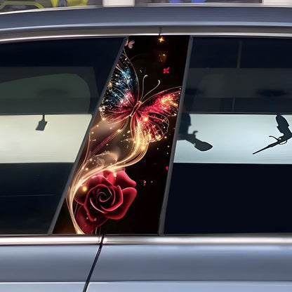 Butterfly and rose patterned car central pillar stickers and window trim strips - OMOTOR