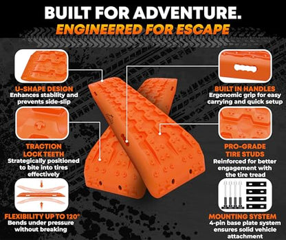 Premium Offroad Traction Boards with Mount Kit & Survival Shovel