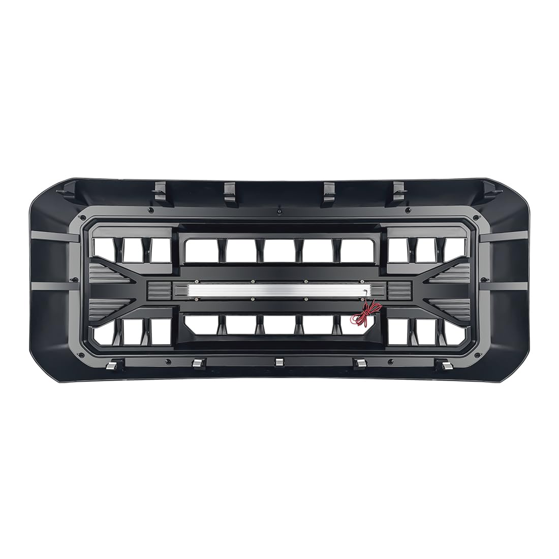 Front Grille Compatible with 2011-2016 F250 F350 F450 F550 Super Duty, Matte Black Front Bumper Grill Guard w/Off-Road Lights