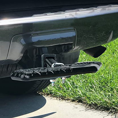 Tow Hitch Step for 2 inch Receivers, Solid Steel Construction Rust Resistant Powder Coated, 10,000lbs Rated Tow Strap Capacity, Black - OMOTOR