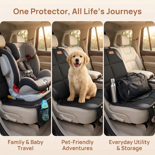 Car Seat Protector, Thickest Padding and Non-Slip Backing 2Pcs