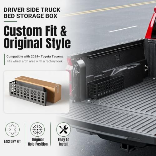 Driver Side Truck Storage Box Compatible with 2024-2026 Toyota Tacoma