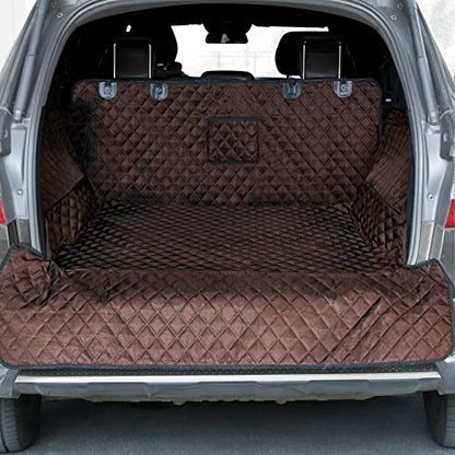 PETICON SUV Cargo Liner for Dogs, Waterproof Pet Cargo Cover Dog Seat Mat for SUVs Sedans Vans with Bumper Flap Protector, Non-Slip, Large Size Universal Fit, Black - OMOTOR