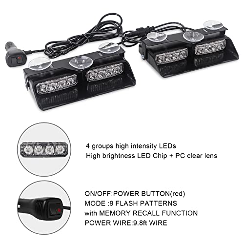 2 in 1 Dash Strobe Lights Front/Rear 16 LED Windshield Lights