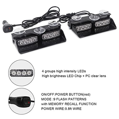 2 in 1 Dash Strobe Lights Front/Rear 16 LED Windshield Lights