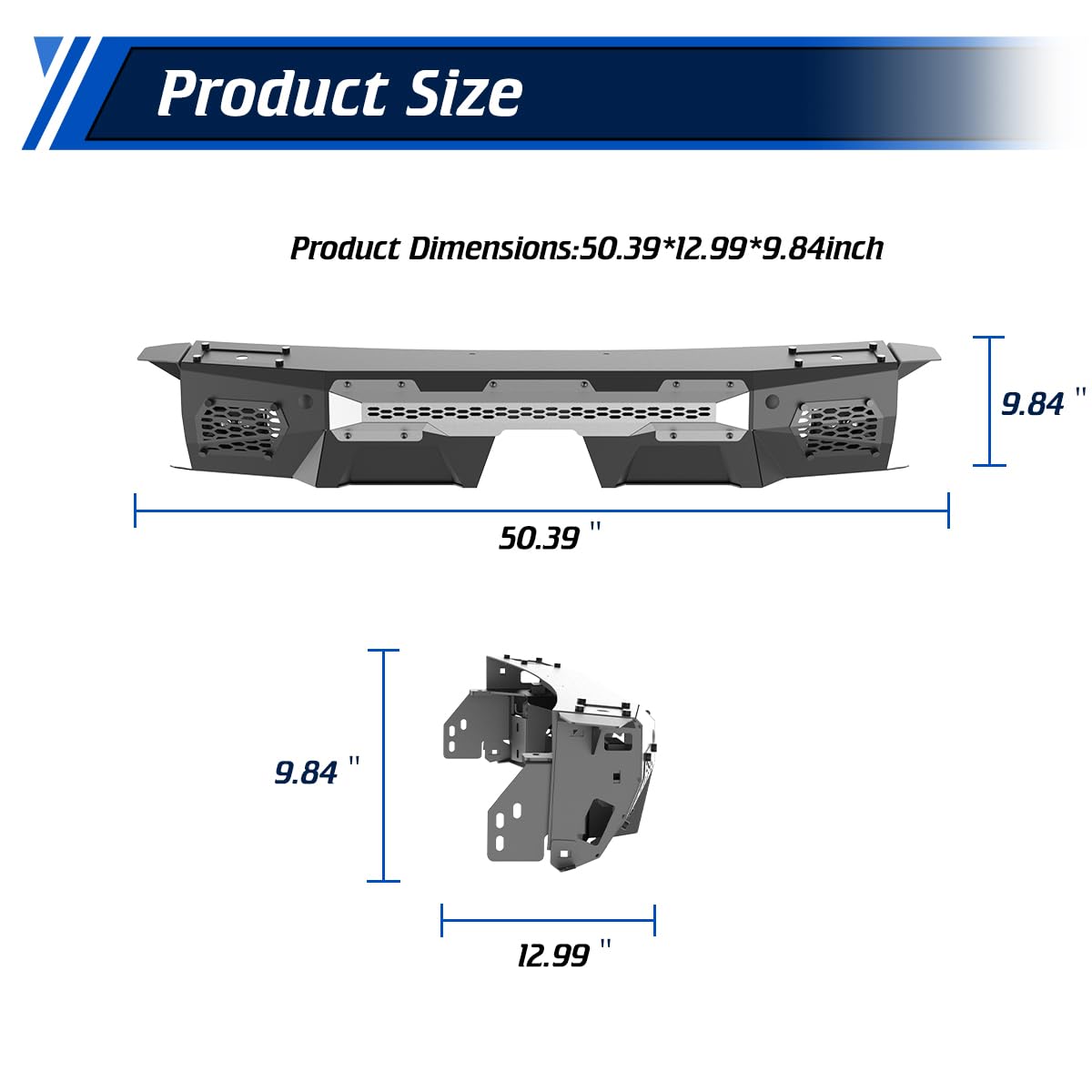 Rear Bumper Compatible with Toyota Land Cruiser LC250 2024 - 2026 with Side Wings & 2 * LED Pod Lights