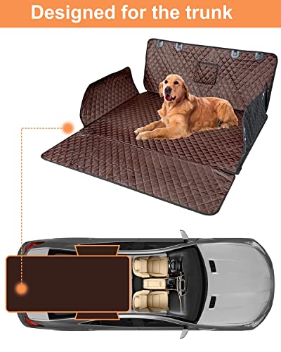 PETICON SUV Cargo Liner for Dogs, Waterproof Pet Cargo Cover Dog Seat Mat for SUVs Sedans Vans with Bumper Flap Protector, Non-Slip, Large Size Universal Fit, Black