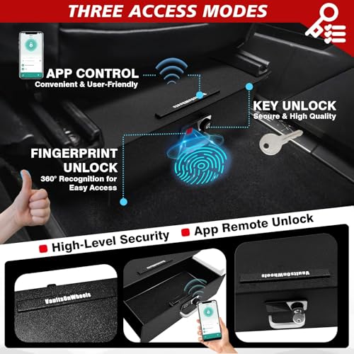Front Seat Safe Vault Gun Safe Box Driver/Passenger Side Drawer for 2025 2024 Tesla Cybertruck