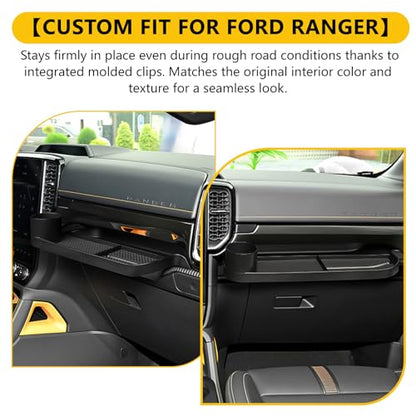 Passenger Side Storage Box with Cup Holder For Ford Ranger 2023–2025