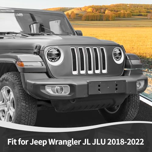 9pcs Mesh Front Grille Grill Insert Headlight Light Cover Trim for Jeep Wrangler JL JLU 2018-2022