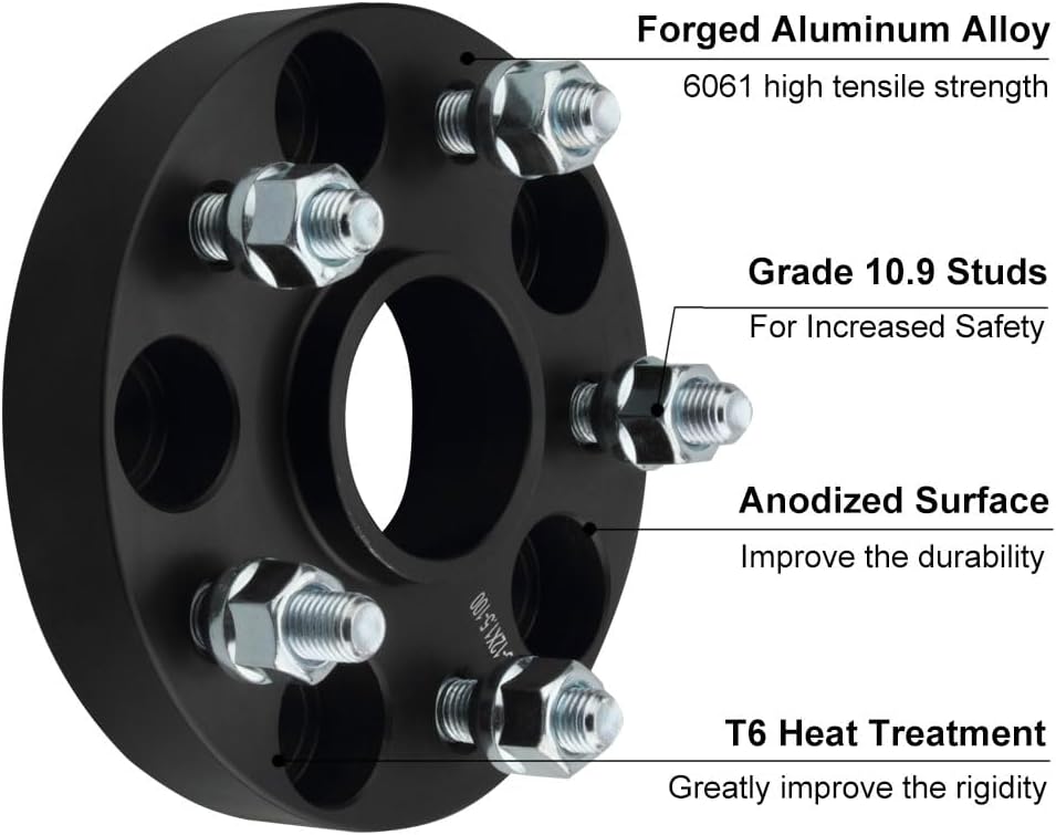 DCVAMOUS 4PC Black 5x5 Hubcentric Wheel Spacers 1 Inch with 1/2" Studs Compatible with Jeep 5 Lug 5x127 for 2007-2018 JK Wrangler (Not JL) | 1999-2010 WJ WK Grand Cherokee | 2006-2010 XK Commander