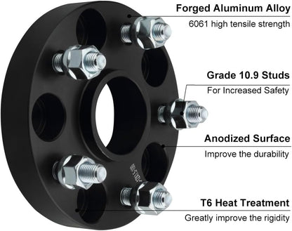 DCVAMOUS 4PC Black 5x5 Hubcentric Wheel Spacers 1 Inch with 1/2" Studs Compatible with Jeep 5 Lug 5x127 for 2007-2018 JK Wrangler (Not JL) | 1999-2010 WJ WK Grand Cherokee | 2006-2010 XK Commander