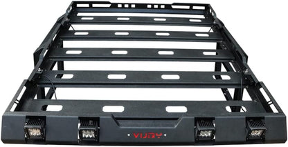 Hard Top Basket Roof Rack w/Ladder & 8 LED Lights Compatible with 2018 - 2026 Jeep Wrangler JL & JLU Unlimited 2&4 Doors