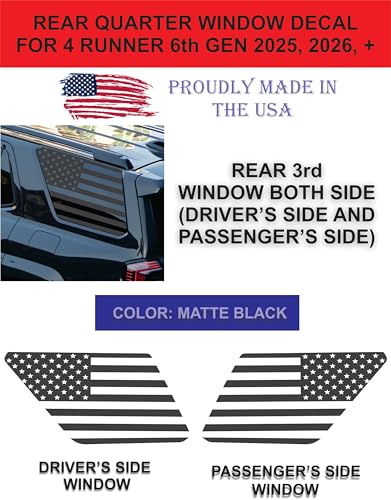 Matte Black Precut American Flag Rear Window Decals Compatible with Toyota 4Runner 6th Gen 2025-2026