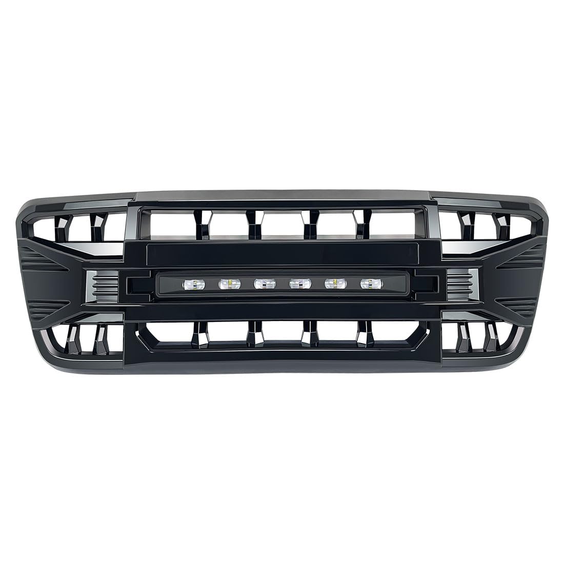 Front Grill Replacement for F150 2004-2008, Matte Black Front Bumper Grille w/Off-Road Lights