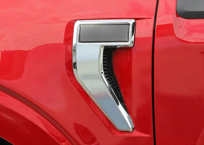 Fender Side Vent Cover Trim Compatible With Ford F150 F-150 2024 2023 2022 2021 Fender Side Vent Sticker Exterior Car Accessories ABS 2PCS (Glossy Chrome Style) Not Fit For Raptor