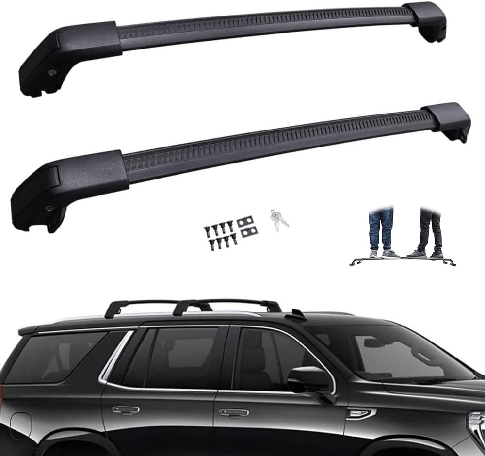 Roof Rack Cross Bars for 2021 2022 2023 2024 Chevrolet Suburban/Chevrolet Tahoe Luggage Carrier Cross Rails Black Aluminum