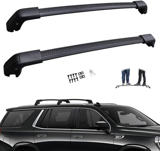 Roof Rack Cross Bars for 2021 2022 2023 2024 Chevrolet Suburban/Chevrolet Tahoe Luggage Carrier Cross Rails Black Aluminum