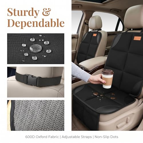 Car Seat Protector, Thickest Padding and Non-Slip Backing 2Pcs