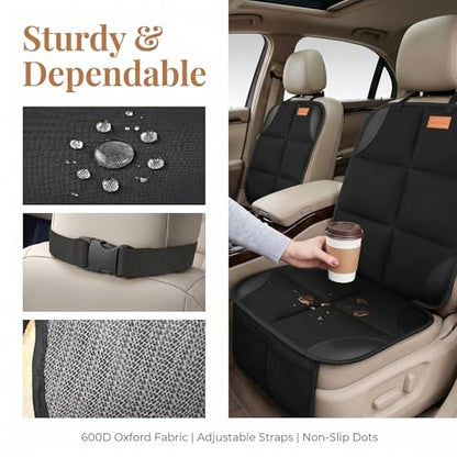 Car Seat Protector, Thickest Padding and Non-Slip Backing 2Pcs