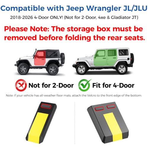 Rear Under Seat Storage for Jeep Wrangler JL JLU 2018-2026 4-Door