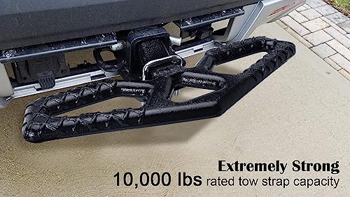 Tow Hitch Step for 2 inch Receivers, Solid Steel Construction Rust Resistant Powder Coated, 10,000lbs Rated Tow Strap Capacity, Black