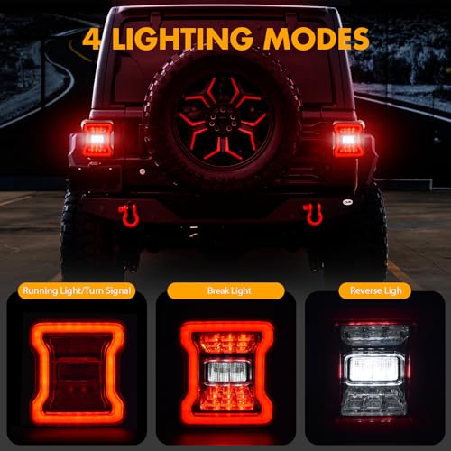 Full LED Tail Lights for Jeep Wrangler JL 2018-2024,Clear Lens