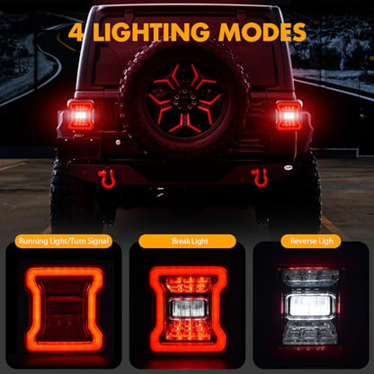 Full LED Tail Lights for Jeep Wrangler JL 2018-2024,Clear Lens