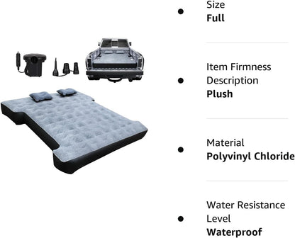 Inflatable Truck Bed Air Mattress for Full Size Short Truck Beds, 5.5-5.8ft, with Pump & Carry Bag. Perfect for Outdoor Adventures. - OMOTOR