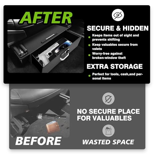Front Seat Safe Vault Gun Safe Box Driver/Passenger Side Drawer for 2025 2024 Tesla Cybertruck