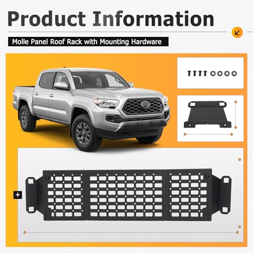 Molle Panel Roof Rack Storage Rack Compatible with Tacoma 3rd 2016-2023