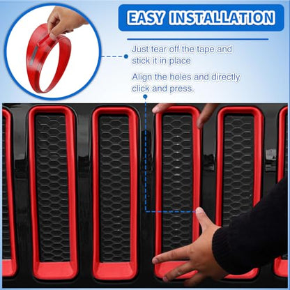 9 Pcs Front Grill Inserts fit for Jeep Wrangler for JL JLU Unlimited Sport SportS 2018 - 2023
