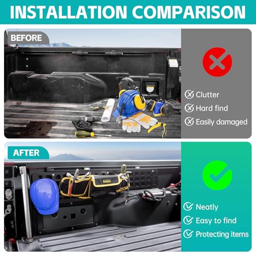 5FT Side Truck Bed Molle Panel Rack System Compatible with 2005-2023 Toyota Tacoma (Not Fit TRD)