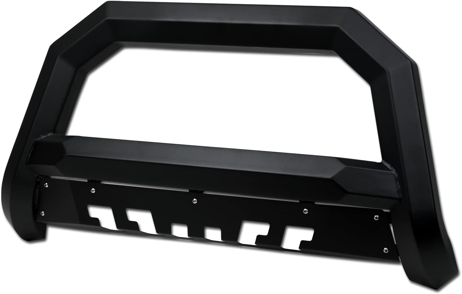 7422439249240 Compatible With 2019-2023 Ford Ranger Matte Black AVT Style Angular Bull Bar Guard with Skid Plate