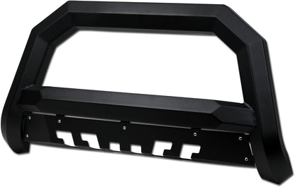 7422439249240 Compatible With 2019-2023 Ford Ranger Matte Black AVT Style Angular Bull Bar Guard with Skid Plate