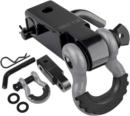Tow Hitch Receiver 2, 45,000 Lbs Break Strength Heavy Duty Receiver with 5/8 Screw Pin, 3/4 Shackle, Towing Accessories for Vehicle Recovery Off-Road - OMOTOR