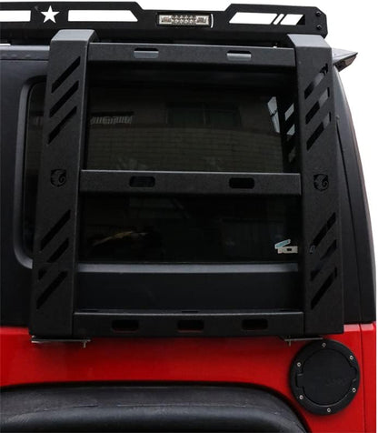 Hard Top Basket Roof Rack w/Ladder & 8 LED Lights Compatible with 2018 - 2026 Jeep Wrangler JL & JLU Unlimited 2&4 Doors