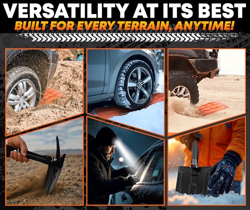 Premium Offroad Traction Boards with Mount Kit & Survival Shovel