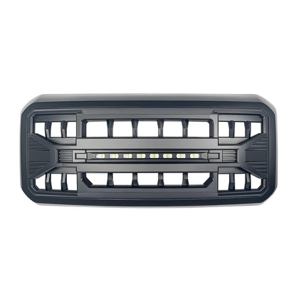 Front Grille Compatible with 2011-2016 F250 F350 F450 F550 Super Duty, Matte Black Front Bumper Grill Guard w/Off-Road Lights - OMOTOR