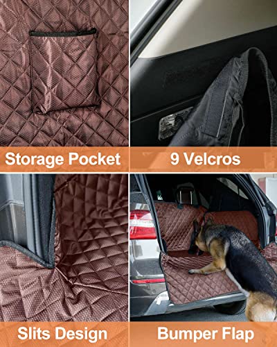 PETICON SUV Cargo Liner for Dogs, Waterproof Pet Cargo Cover Dog Seat Mat for SUVs Sedans Vans with Bumper Flap Protector, Non-Slip, Large Size Universal Fit, Black