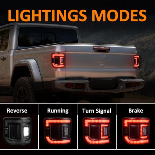 LED Tail Lights Compatible with 2020-2025 Jeep Gladiator JT (versions without blind spot monitors)