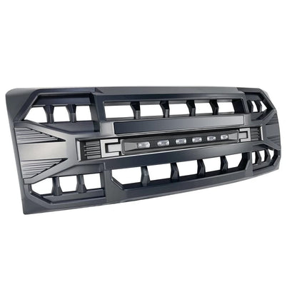 Front Grill Replacement for F150 2009-2014, Matte Black Front Bumper Grille w/Off-Road Lights - OMOTOR