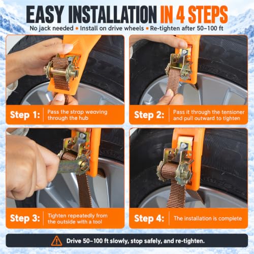 Universal Snow Chains, Portable Tire Chains for Car Truck SUV
