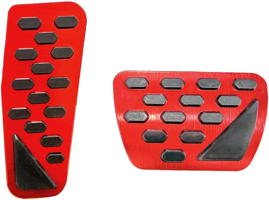 For Jeep Wrangler JL 2018-2023/Gladiator JT2020-2023 2PCS Aluminum Anti-Slip No Drilling Brake and Gas Accelerator Pedal Pad Cover Foot Pedal Pads Kit Interior Decoration Accessories(RED)