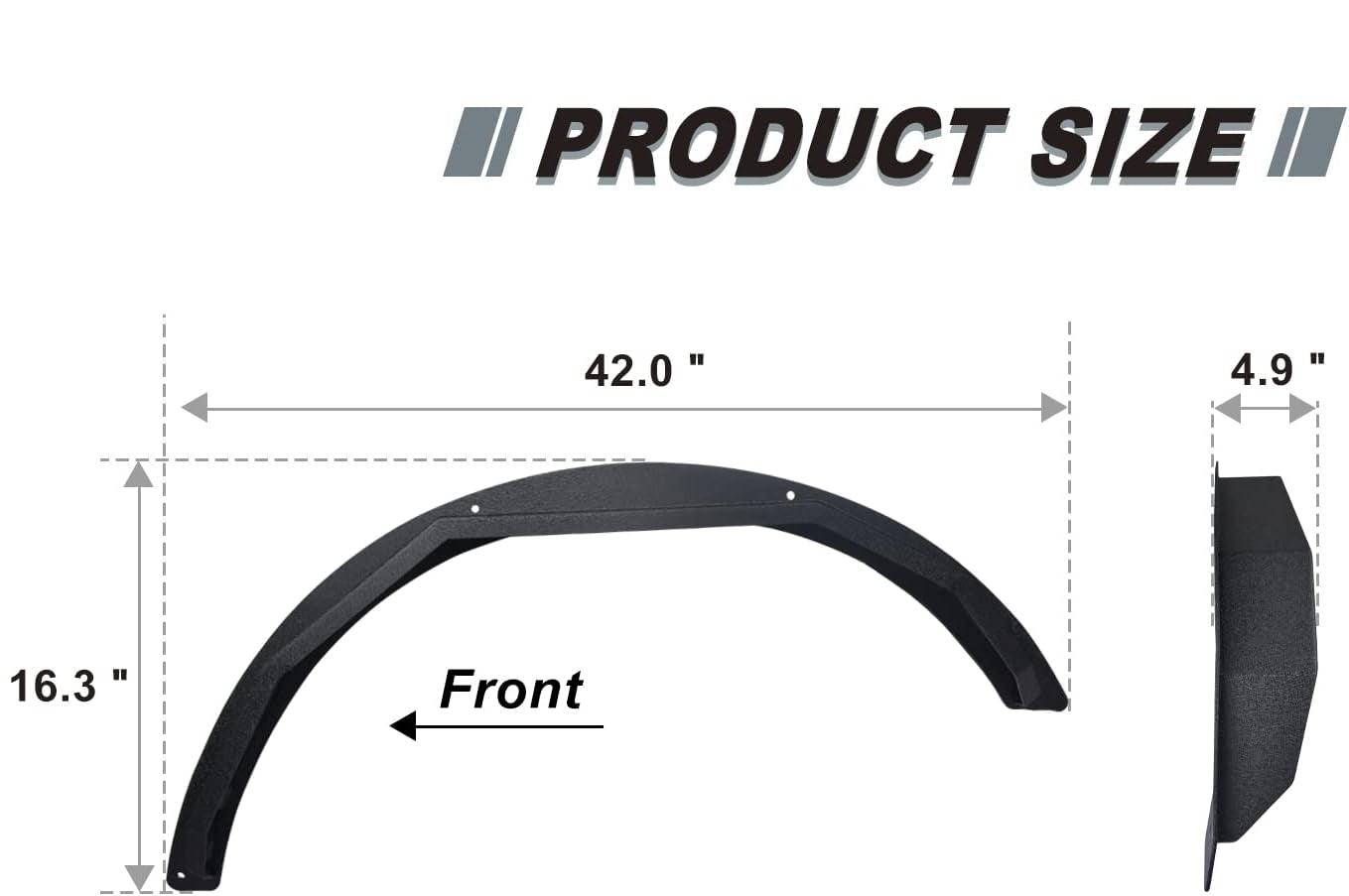 RYNOSKIN Rear Fender Flares Fit 2021-2025 Ford Bronco 2 Door Heavy Duty Carbon Steel Off-Road Flat Wheel Fenders Heavy Textured Black Side Protections (Only for Bronco 2 Door Rear Wheel 2PCS)