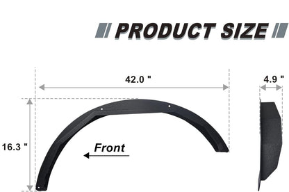 RYNOSKIN Rear Fender Flares Fit 2021-2025 Ford Bronco 2 Door Heavy Duty Carbon Steel Off-Road Flat Wheel Fenders Heavy Textured Black Side Protections (Only for Bronco 2 Door Rear Wheel 2PCS)